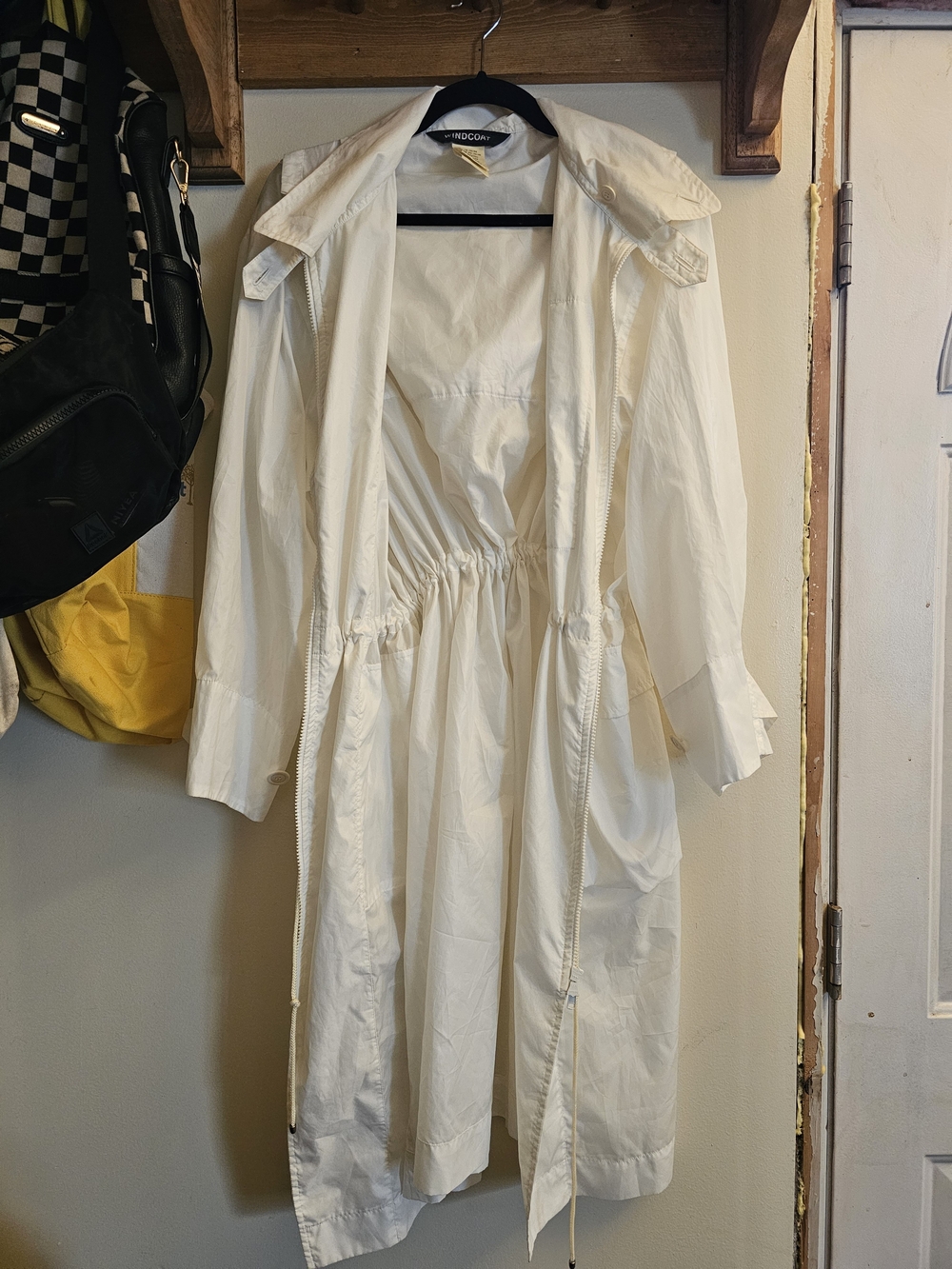Archival Issey Miyake Windcoat Longline Hooded Parka Jacket Off-White XS